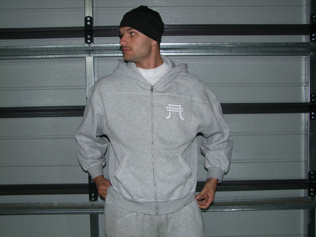 THA BOXY STITCHED ZIP UP HOODIE
