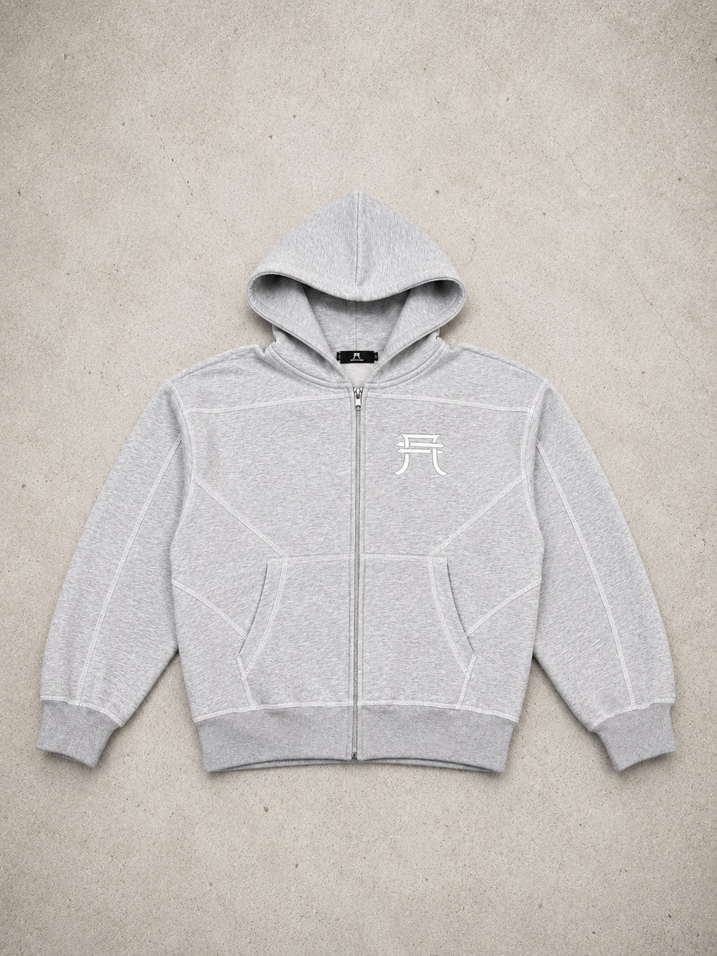 THA BOXY STITCHED ZIP UP HOODIE