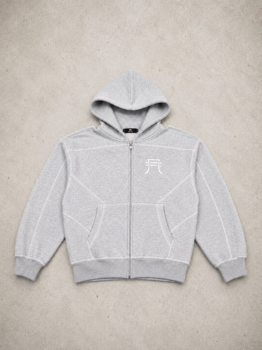 THA BOXY STITCHED ZIP UP HOODIE